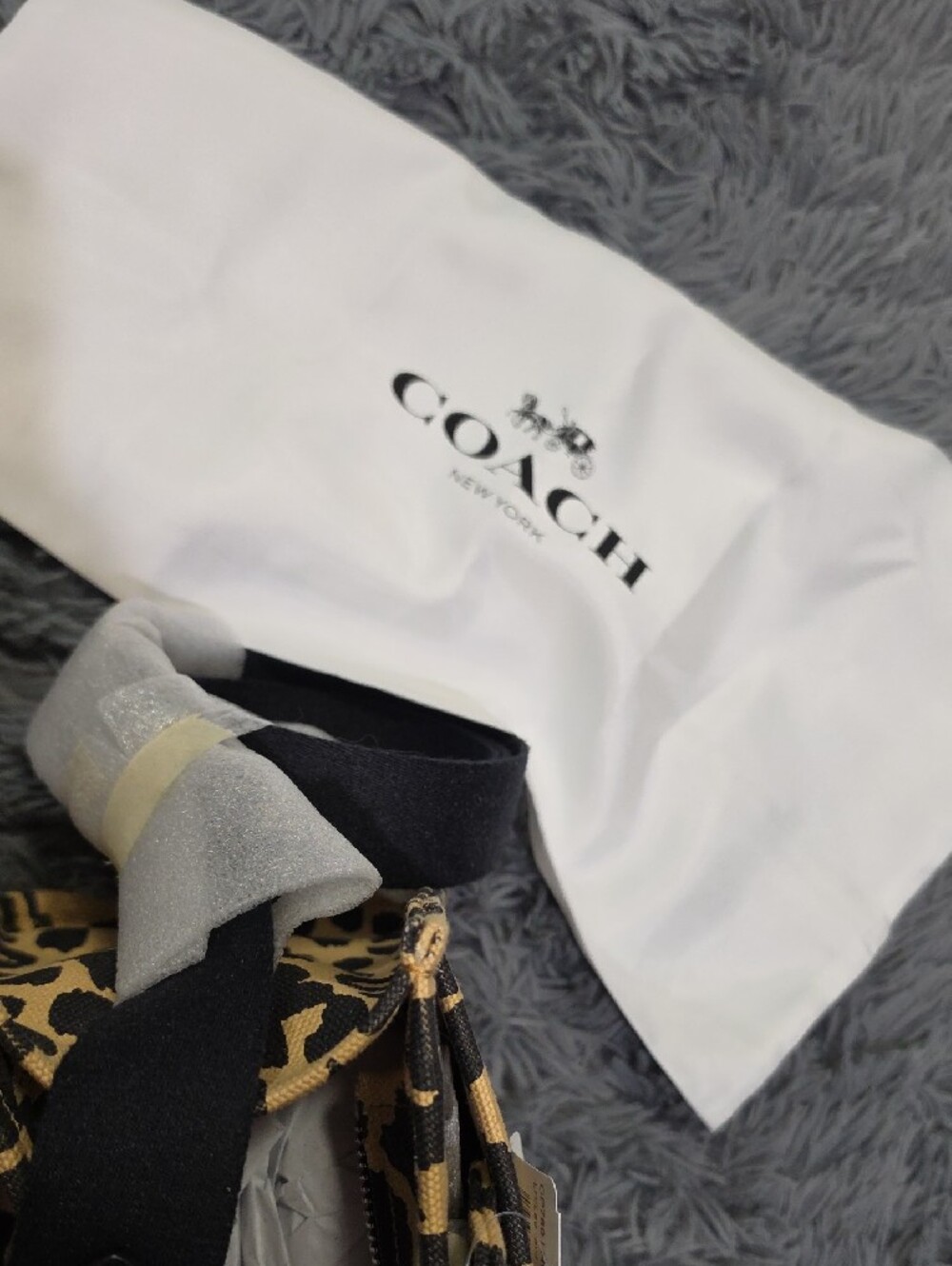 Coach Leopard-Print Mini Tote in Tan and Black with Script Logo - Picture 3 of 7